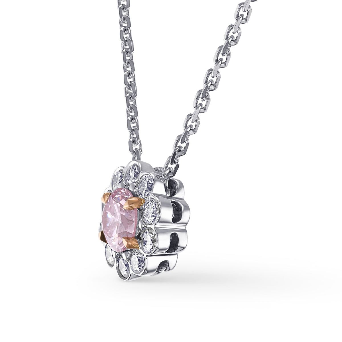 Fancy Purplish Pink Diamond Floral Halo Pendant