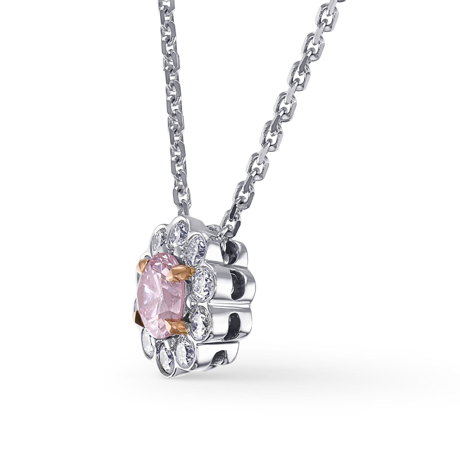 Fancy Purplish Pink Diamond Floral Halo Pendant