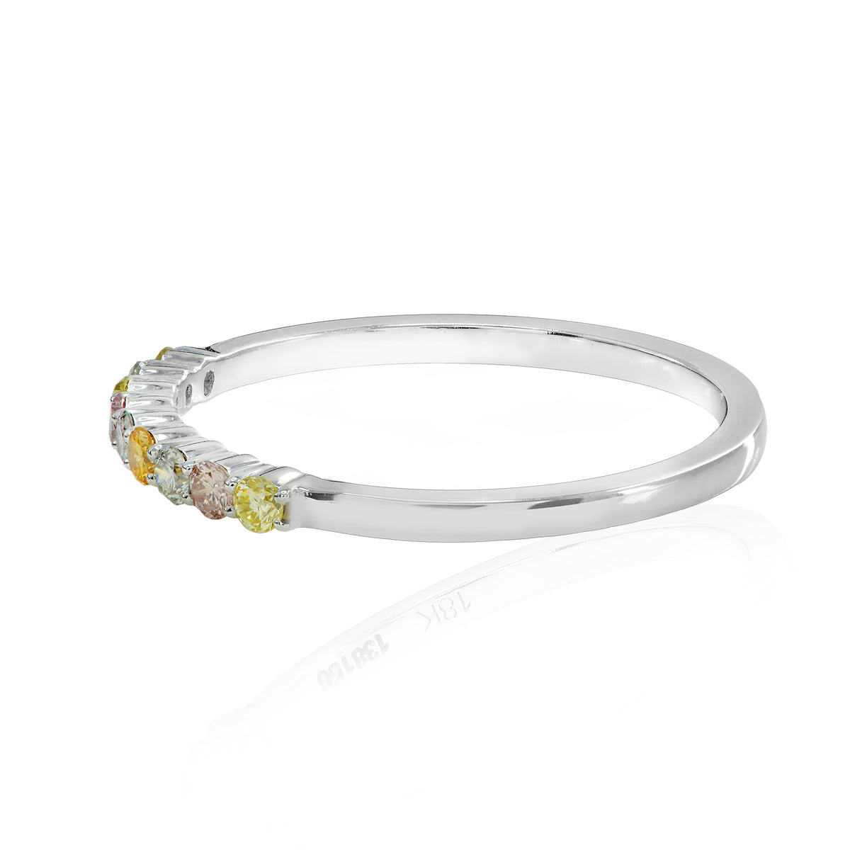 9 Stone Multicolored Diamond Stackable Band Ring