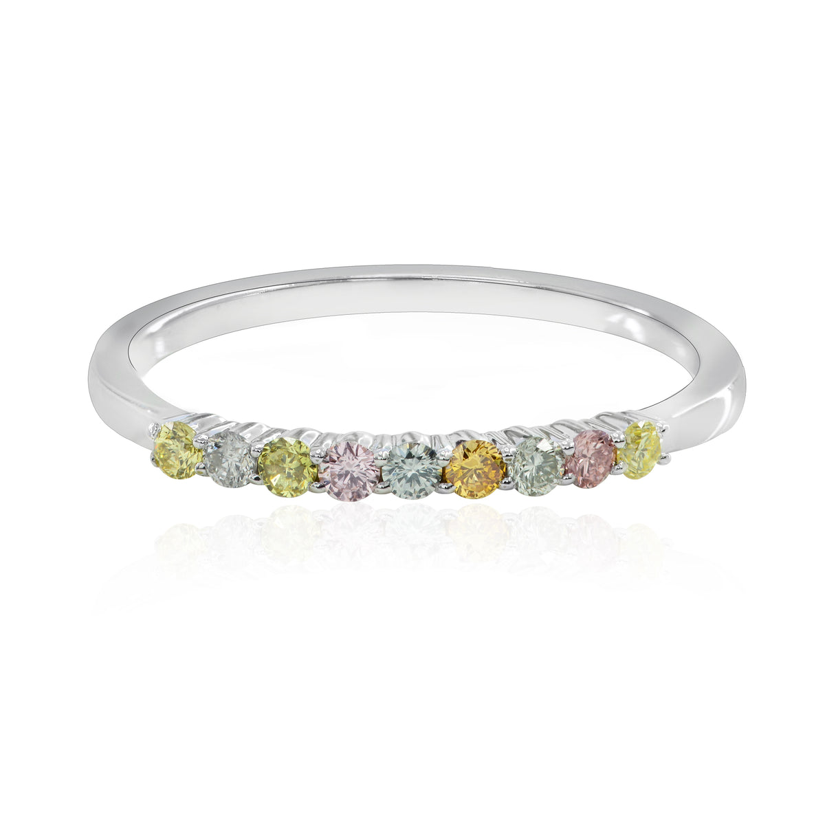 9 Stone Multicolored Diamond Stackable Band Ring