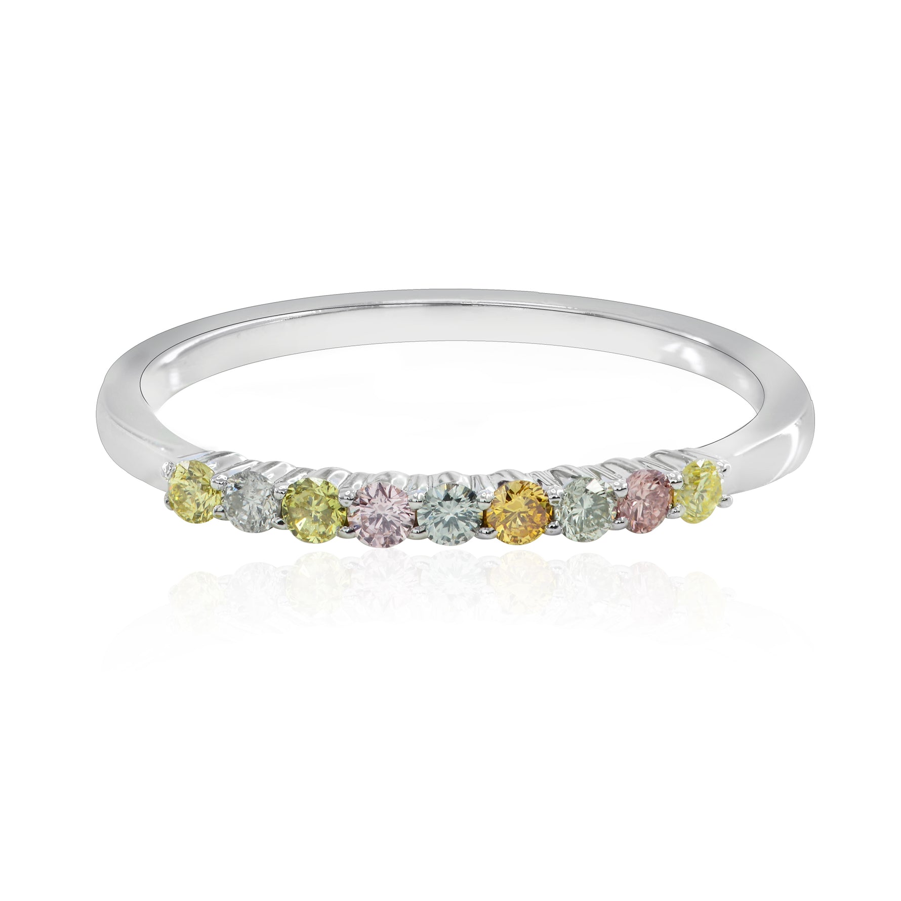 9 Stone Multicolored Diamond Stackable Band Ring