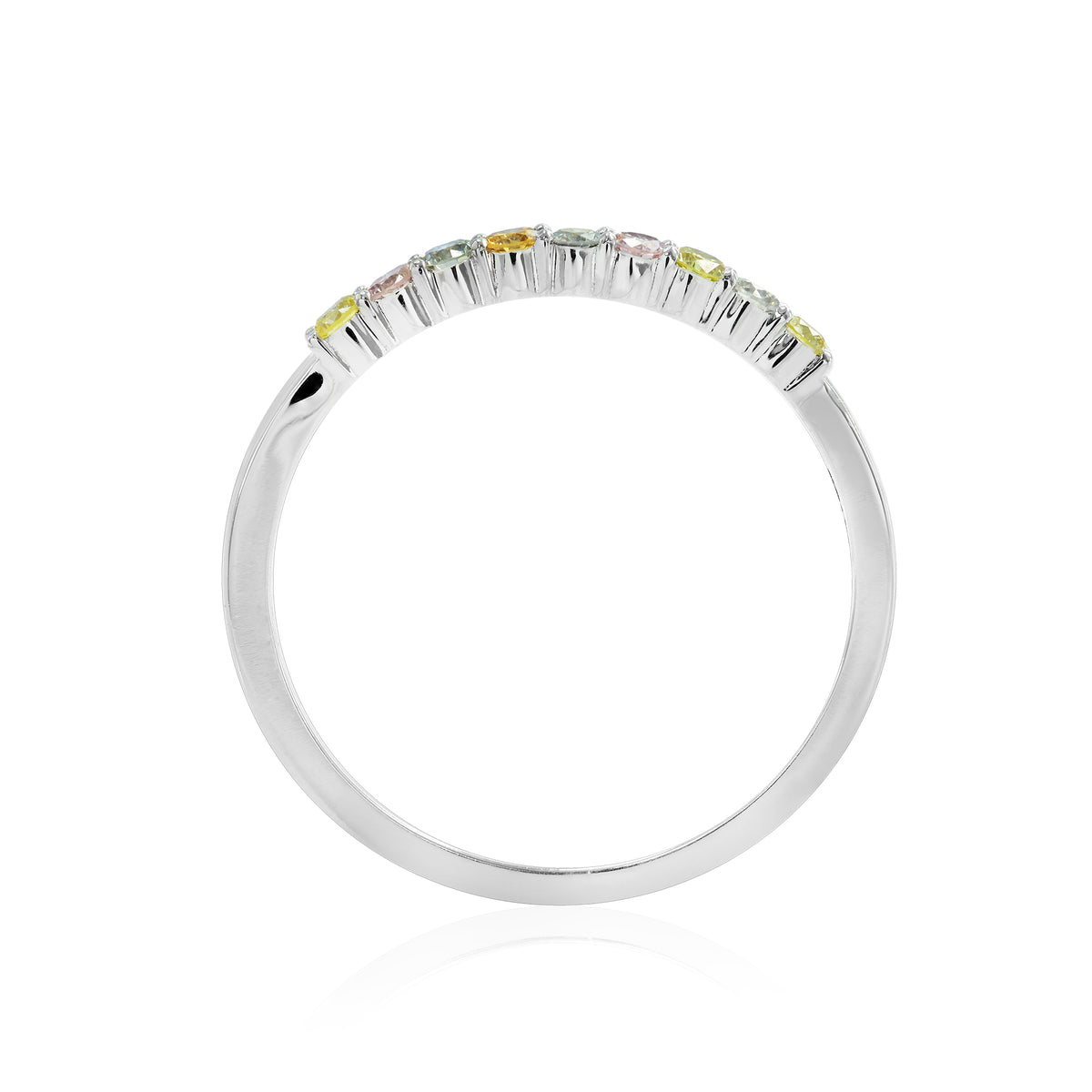 9 Stone Multicolored Diamond Stackable Band Ring