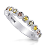 11 Stone Multicolored Diamond Stackable Bezel Band Ring