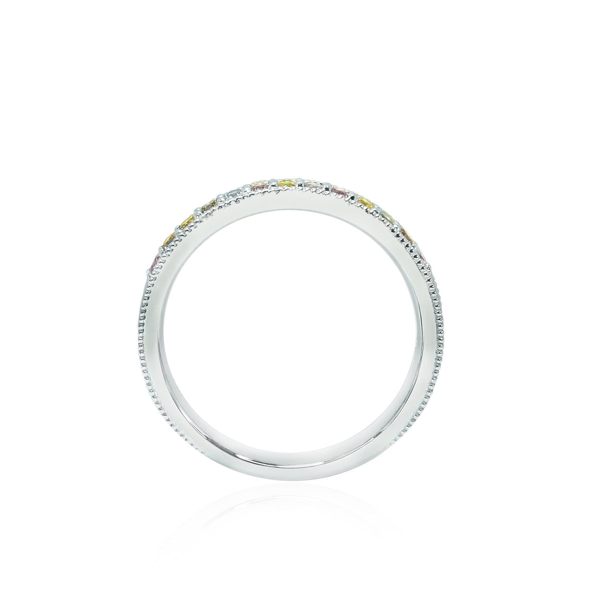 Milgrain Multicolored Diamond Stackable Milgrain Band Ring