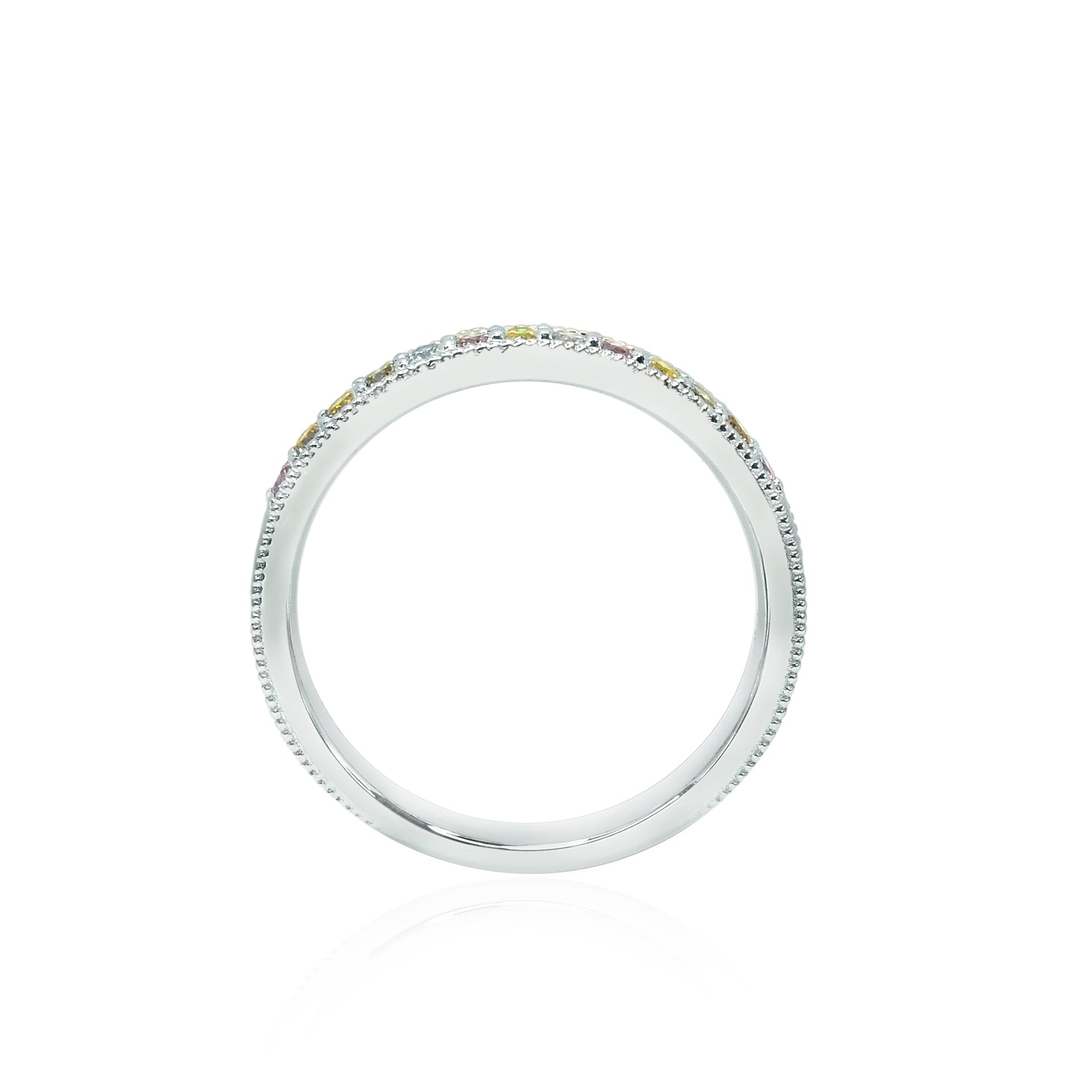 Milgrain Multicolored Diamond Stackable Milgrain Band Ring