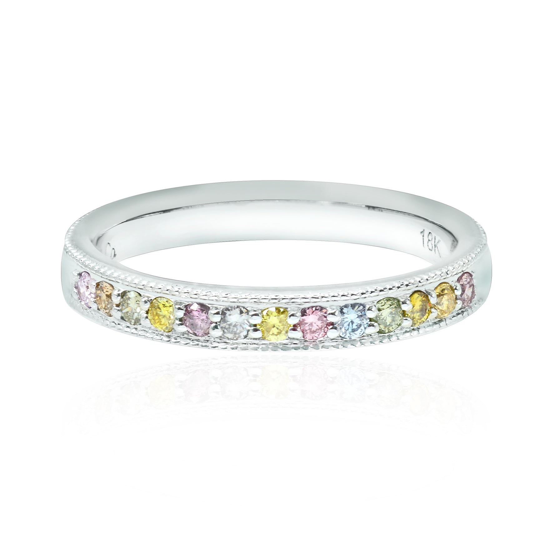 Milgrain Multicolored Diamond Stackable Milgrain Band Ring
