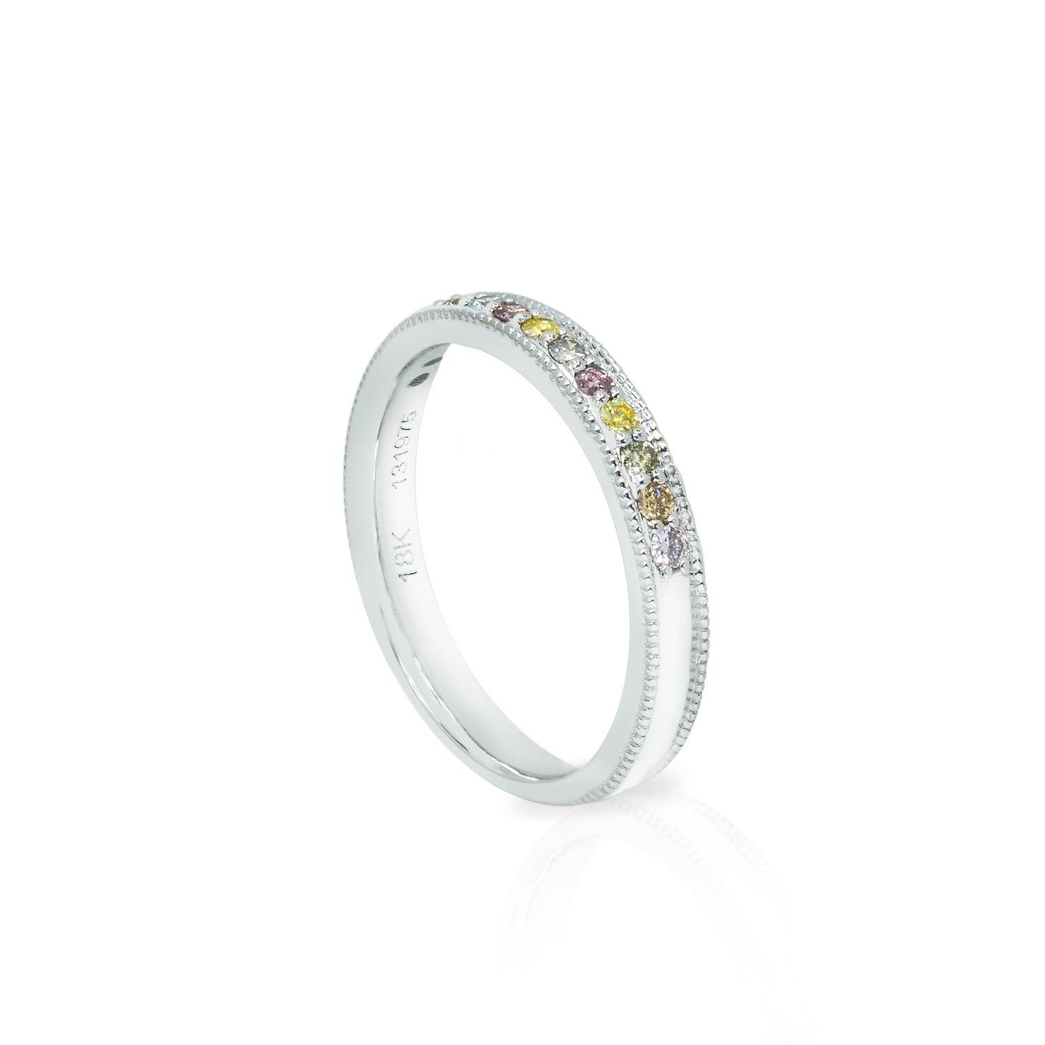Milgrain Multicolored Diamond Stackable Milgrain Band Ring