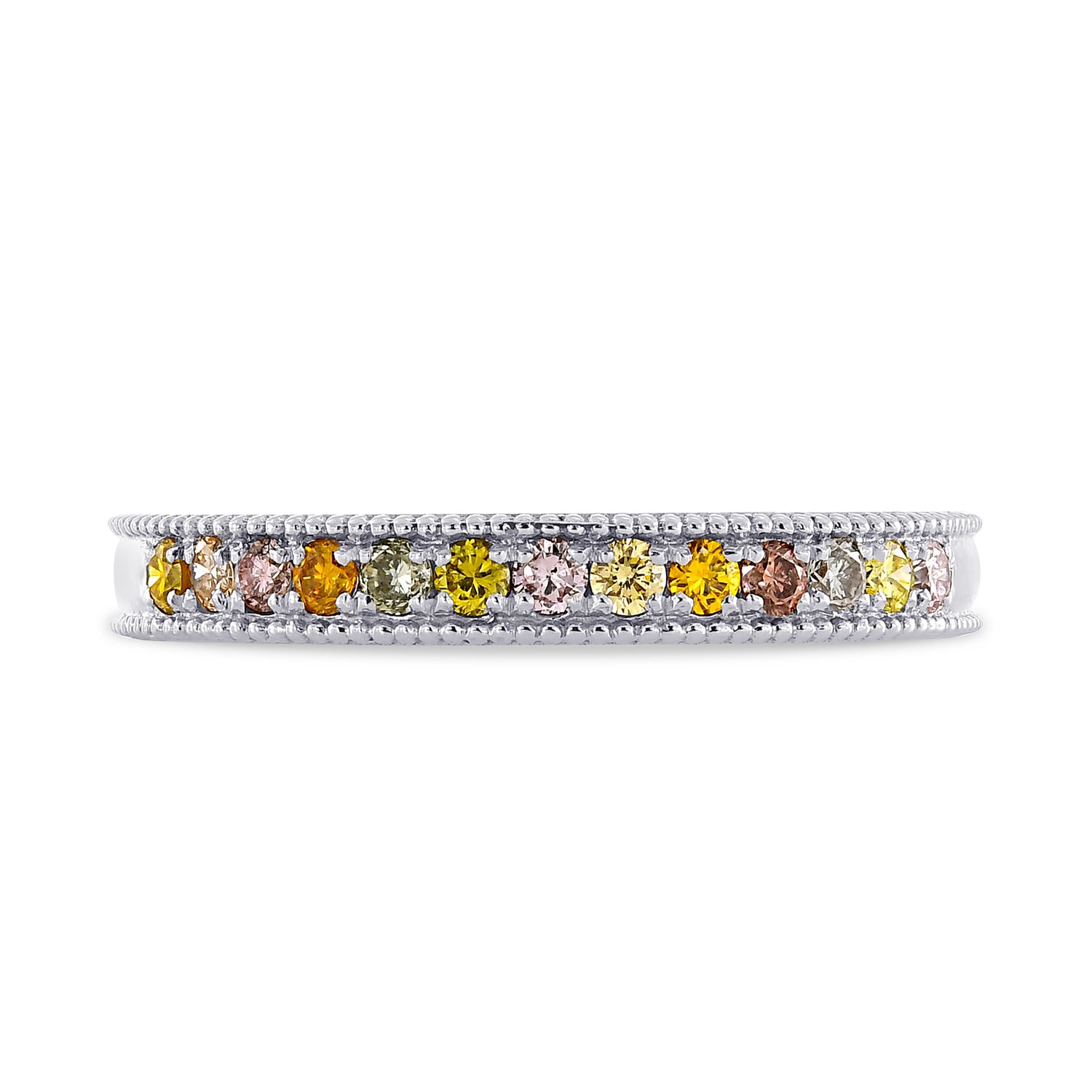 Milgrain Multicolored Diamond Stackable Milgrain Band Ring