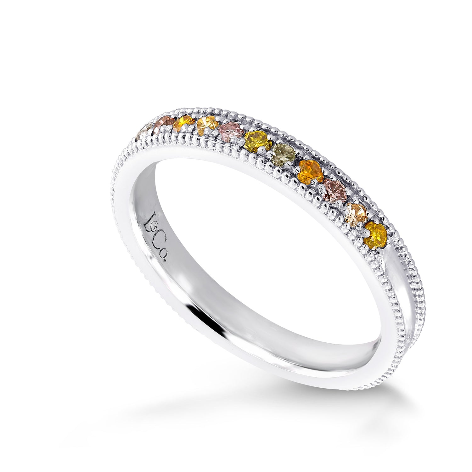 Milgrain Multicolored Diamond Stackable Milgrain Band Ring