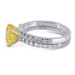 Fancy Vivid Yellow Radiant Diamond Wedding Ring Set