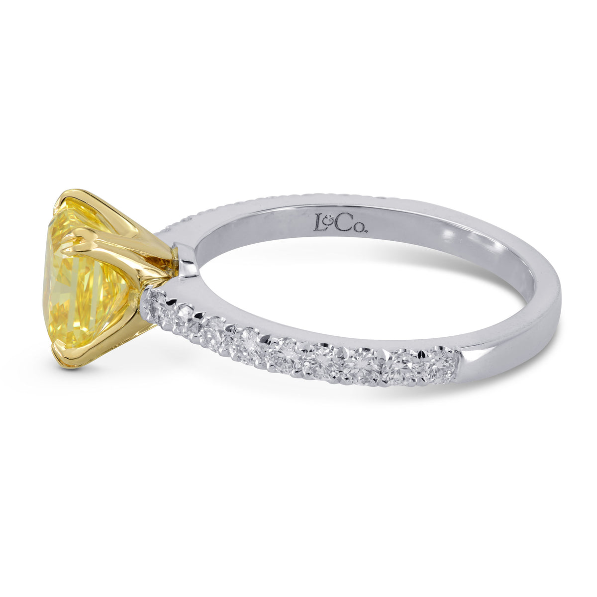 Fancy Vivid Yellow Radiant Diamond Wedding Ring Set