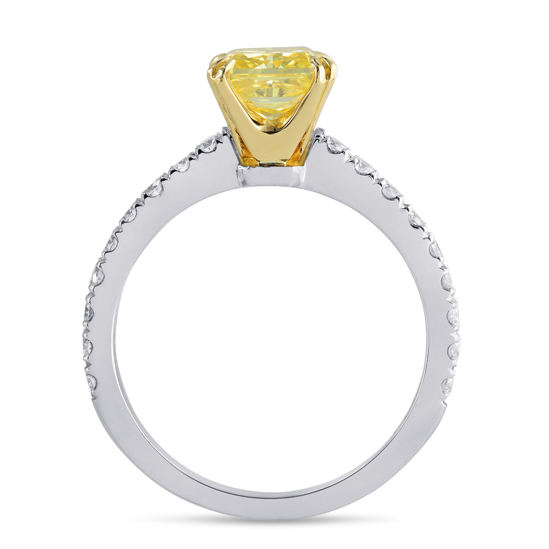 Fancy Vivid Yellow Radiant Diamond Wedding Ring Set