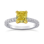 Fancy Vivid Yellow Radiant Diamond Wedding Ring Set