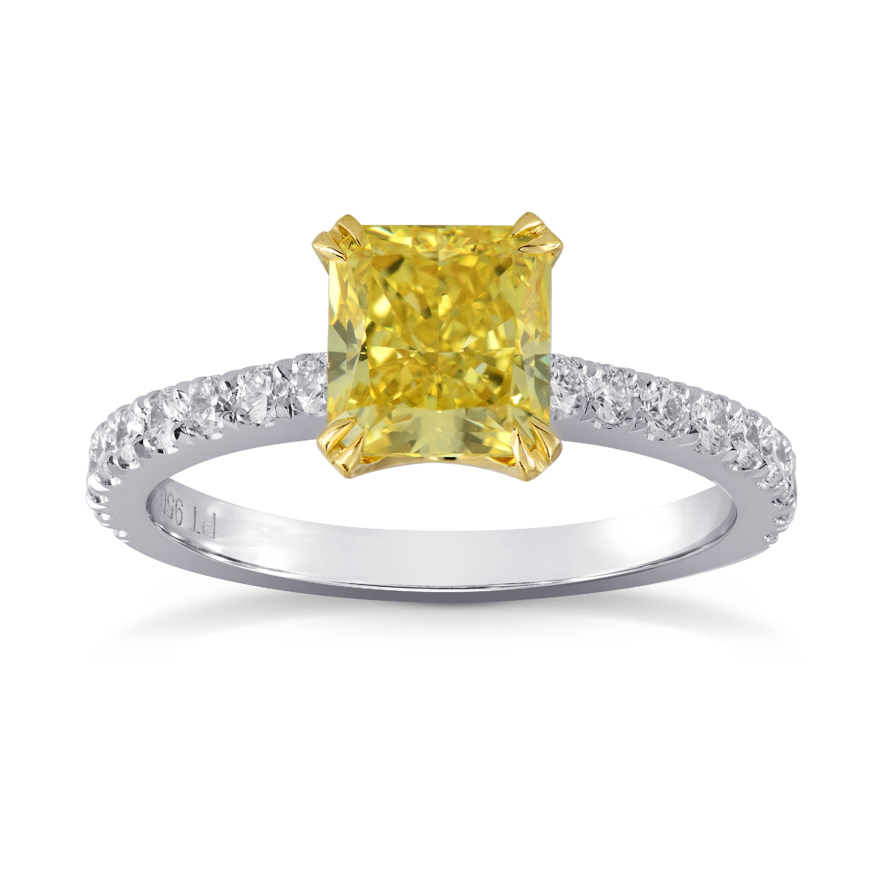 Fancy Vivid Yellow Radiant Diamond Wedding Ring Set