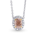 Fancy Pink Brown Oval Diamond Halo Pendant