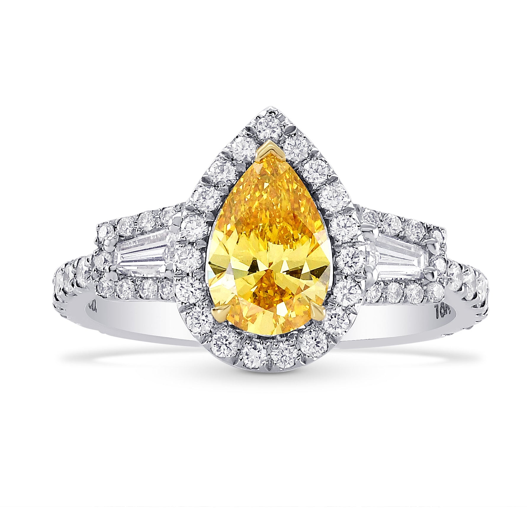 Fancy Intense Orange Yellow Pear Diamond Ring