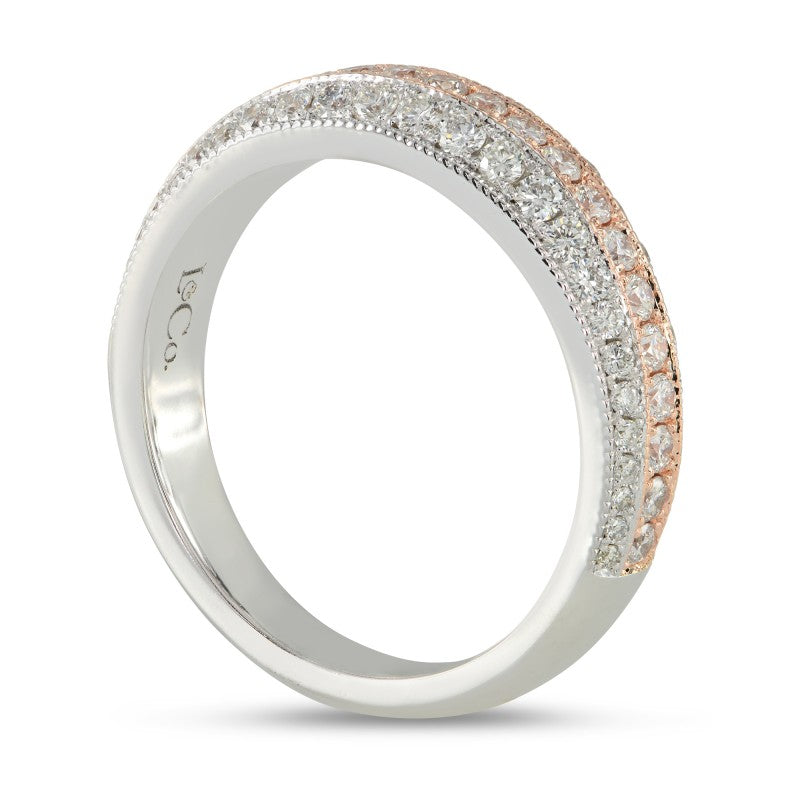 Rose & White Gold Diamond Pave Wedding Band