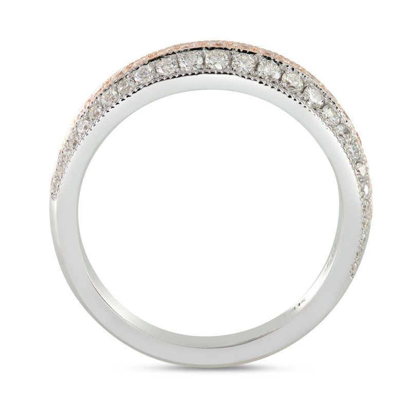 Rose & White Gold Diamond Pave Wedding Band