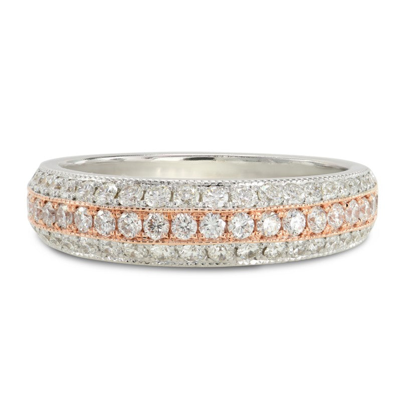 Rose & White Gold Diamond Pave Wedding Band