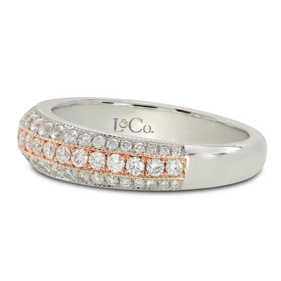 Rose & White Gold Diamond Pave Wedding Band