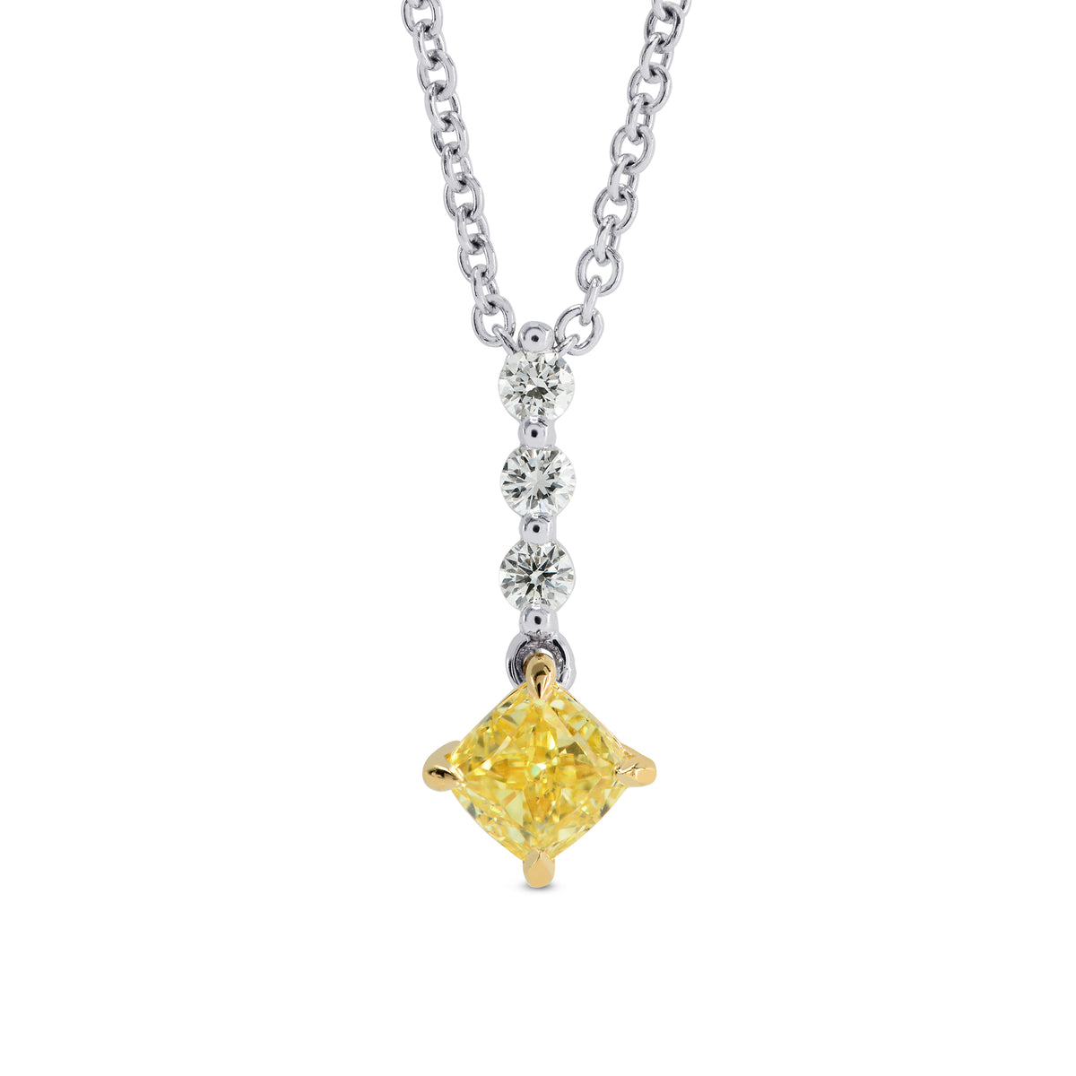 Fancy Intense Yellow Cushion Diamond Drop Pendant