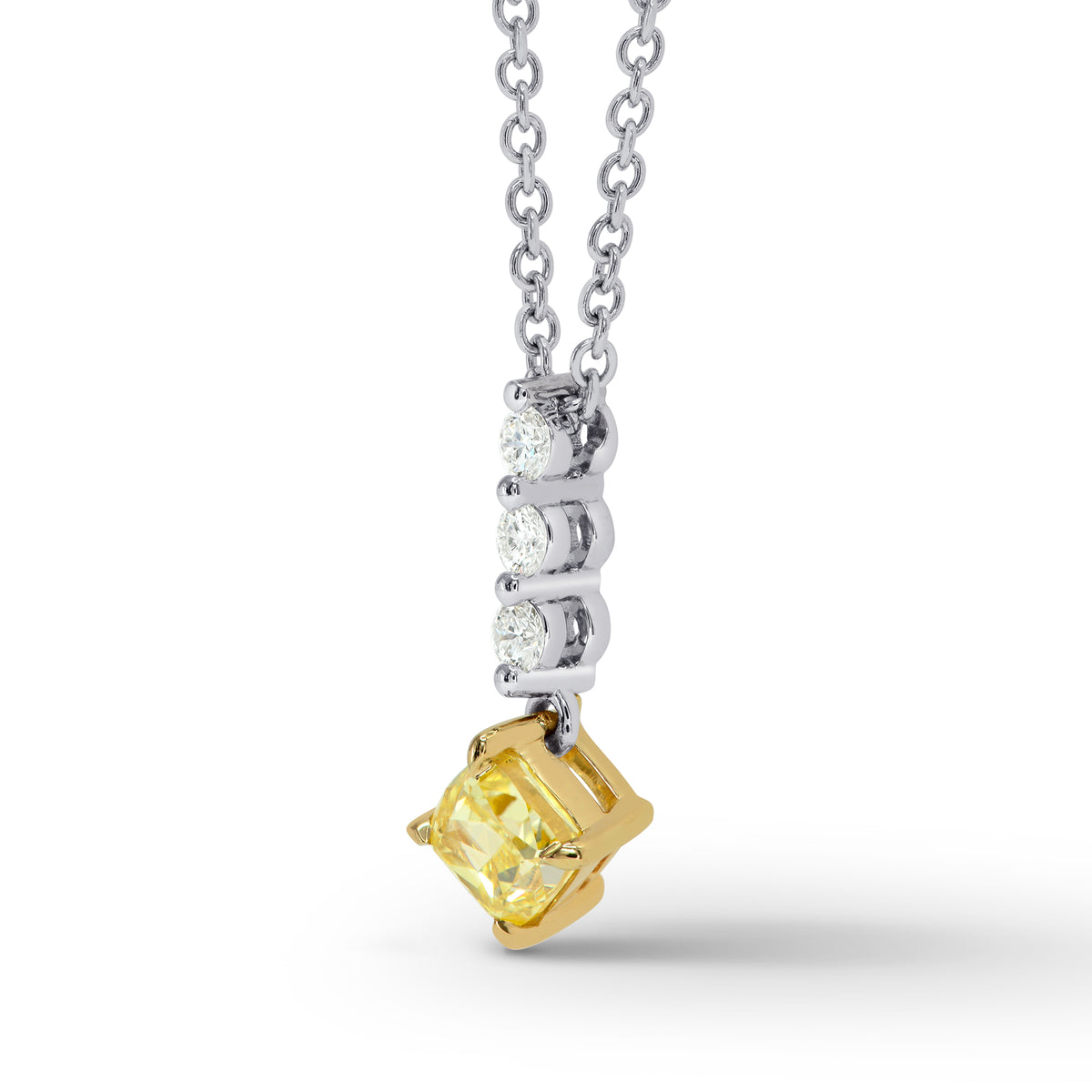 Fancy Intense Yellow Cushion Diamond Drop Pendant