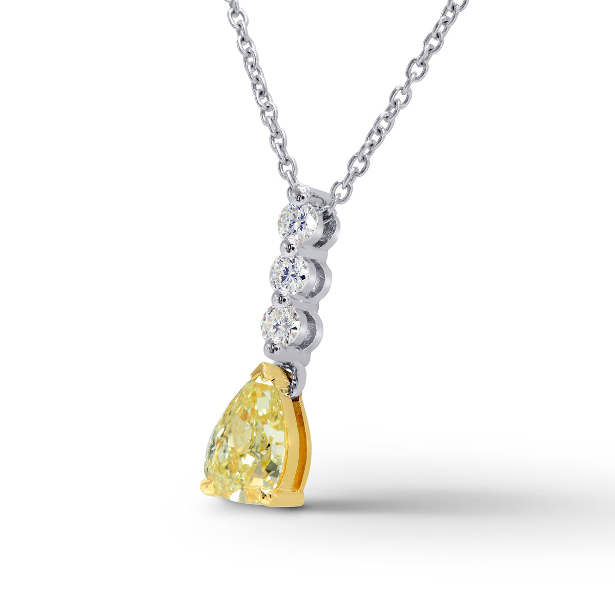 Fancy Yellow Pear Diamond Drop Pendant