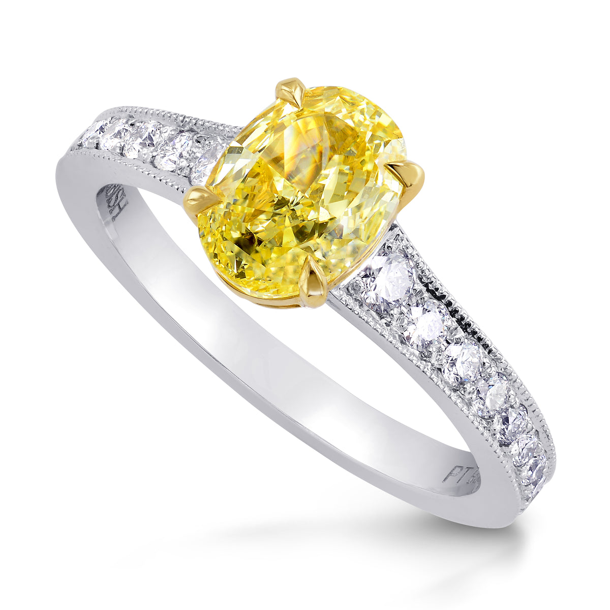 Fancy Intense Yellow Oval Diamond Ring
