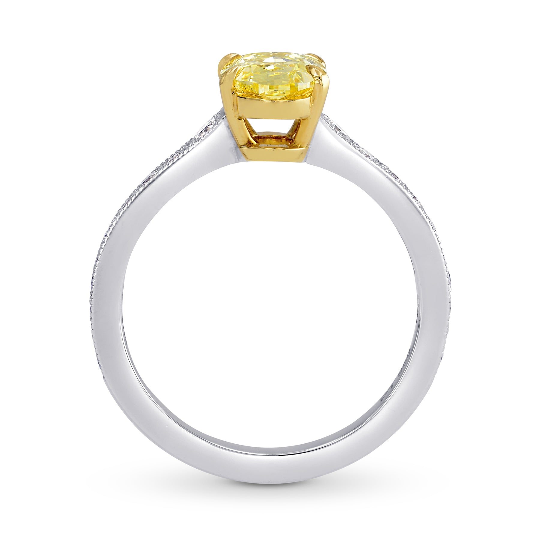 Fancy Intense Yellow Oval Diamond Ring
