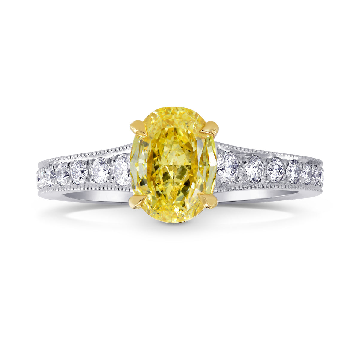Fancy Intense Yellow Oval Diamond Ring