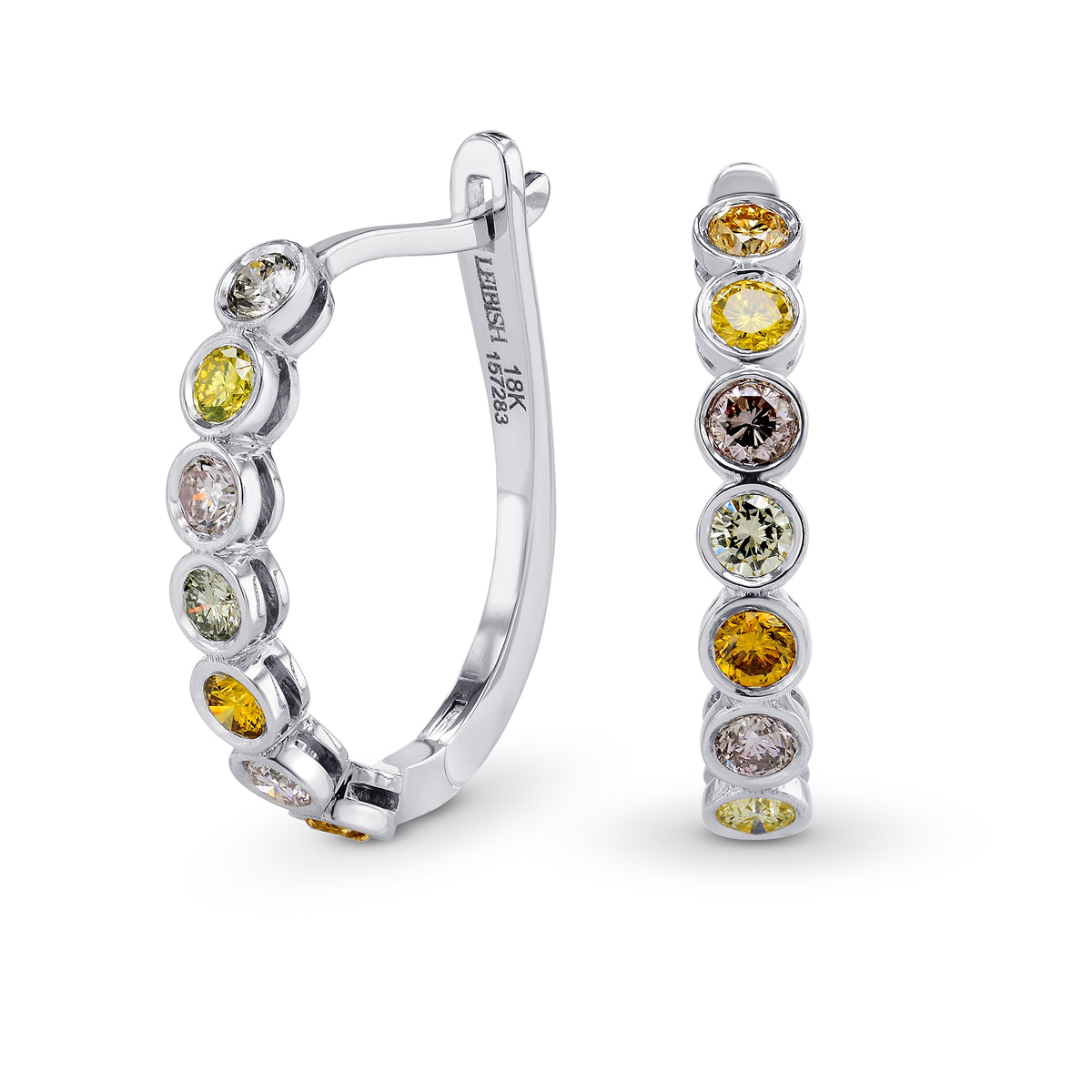 Multicolor Diamond Hoop Drop Earrings