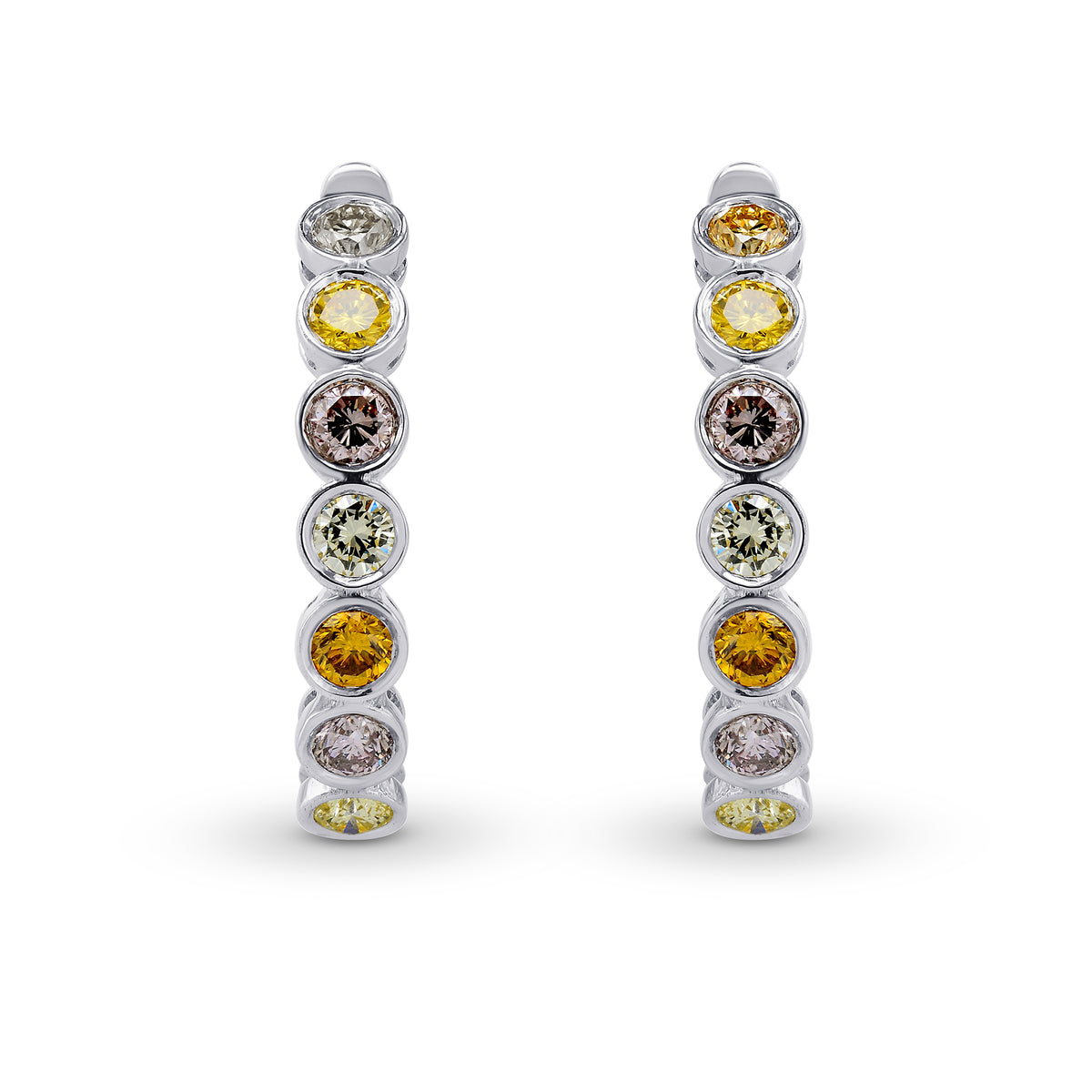 Multicolor Diamond Hoop Drop Earrings