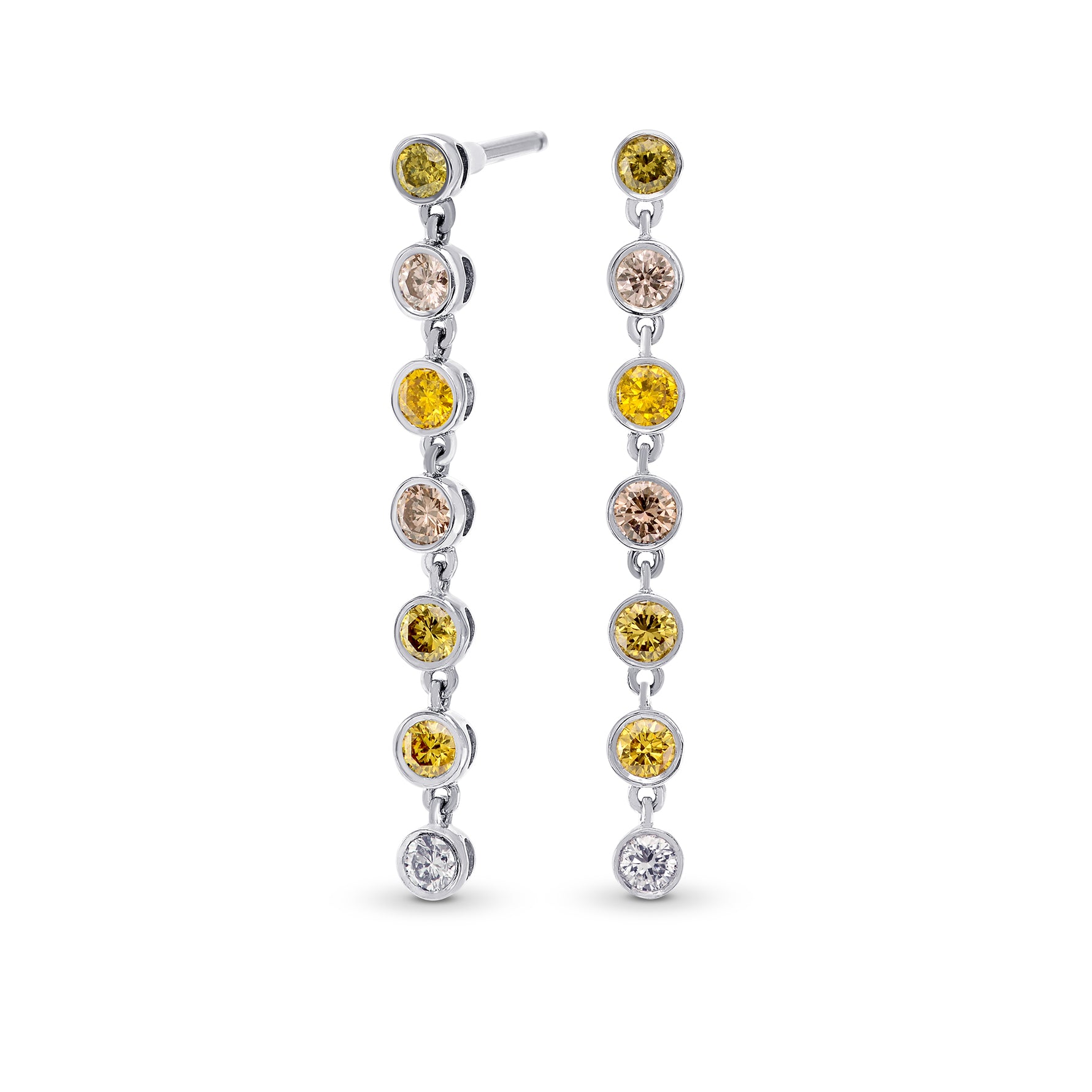 Multicolored Diamond Bezel Drop Earrings