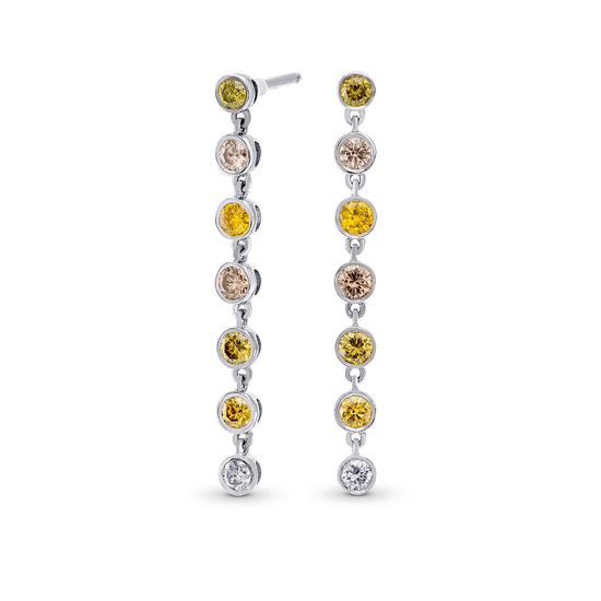 Multicolored Diamond Bezel Drop Earrings