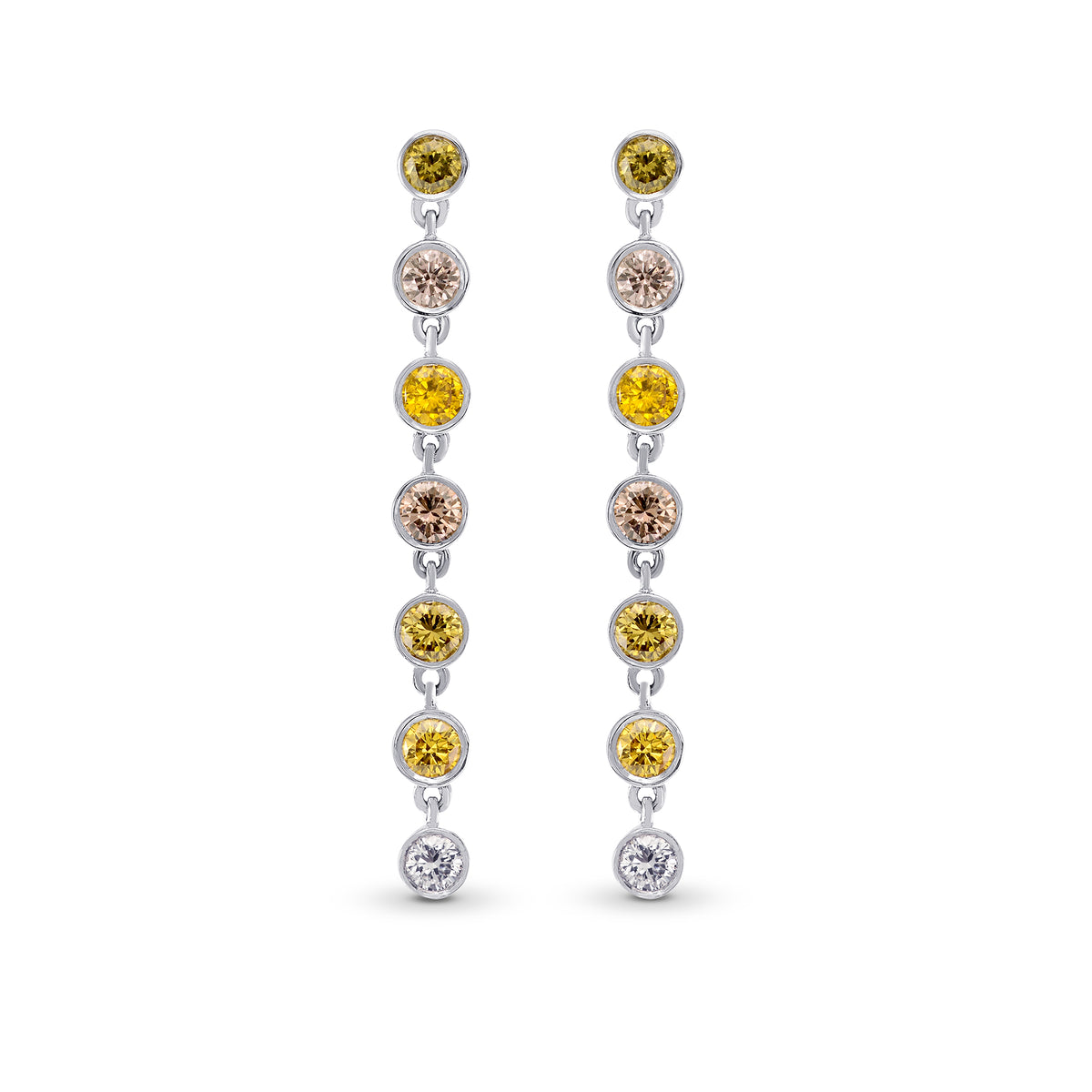 Multicolored Diamond Bezel Drop Earrings