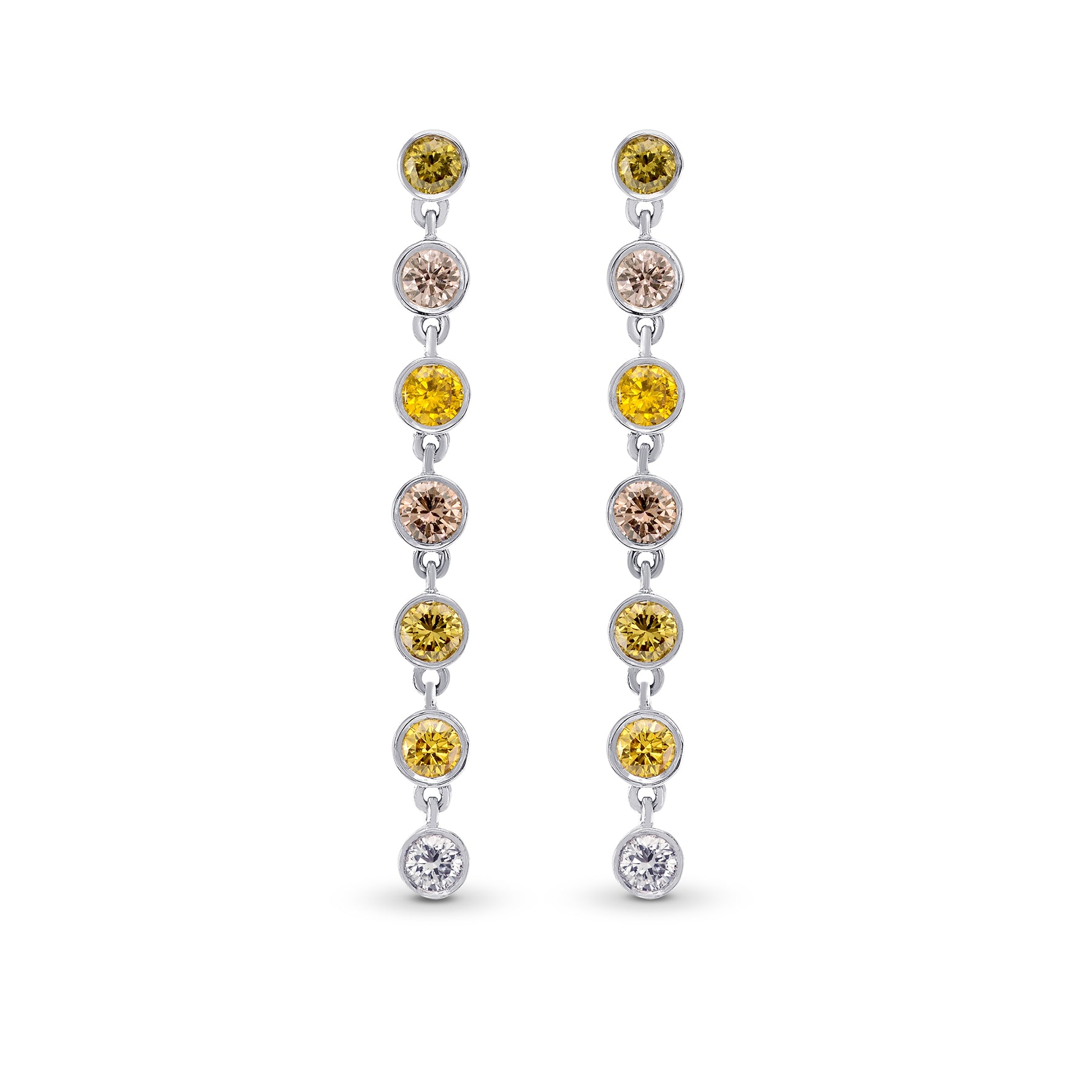 Multicolored Diamond Bezel Drop Earrings