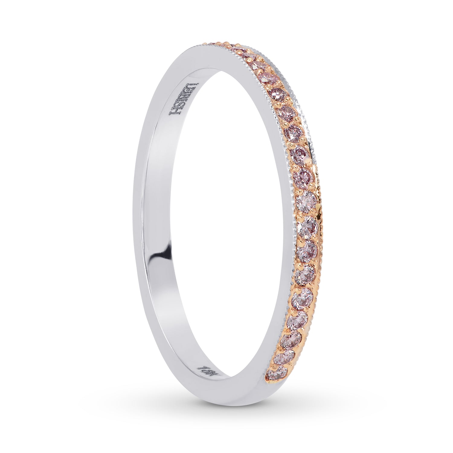 White & Rose Gold Fancy Pink Diamond Milgrain Band Ring