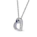 Sapphire & Diamond Heart Pendant