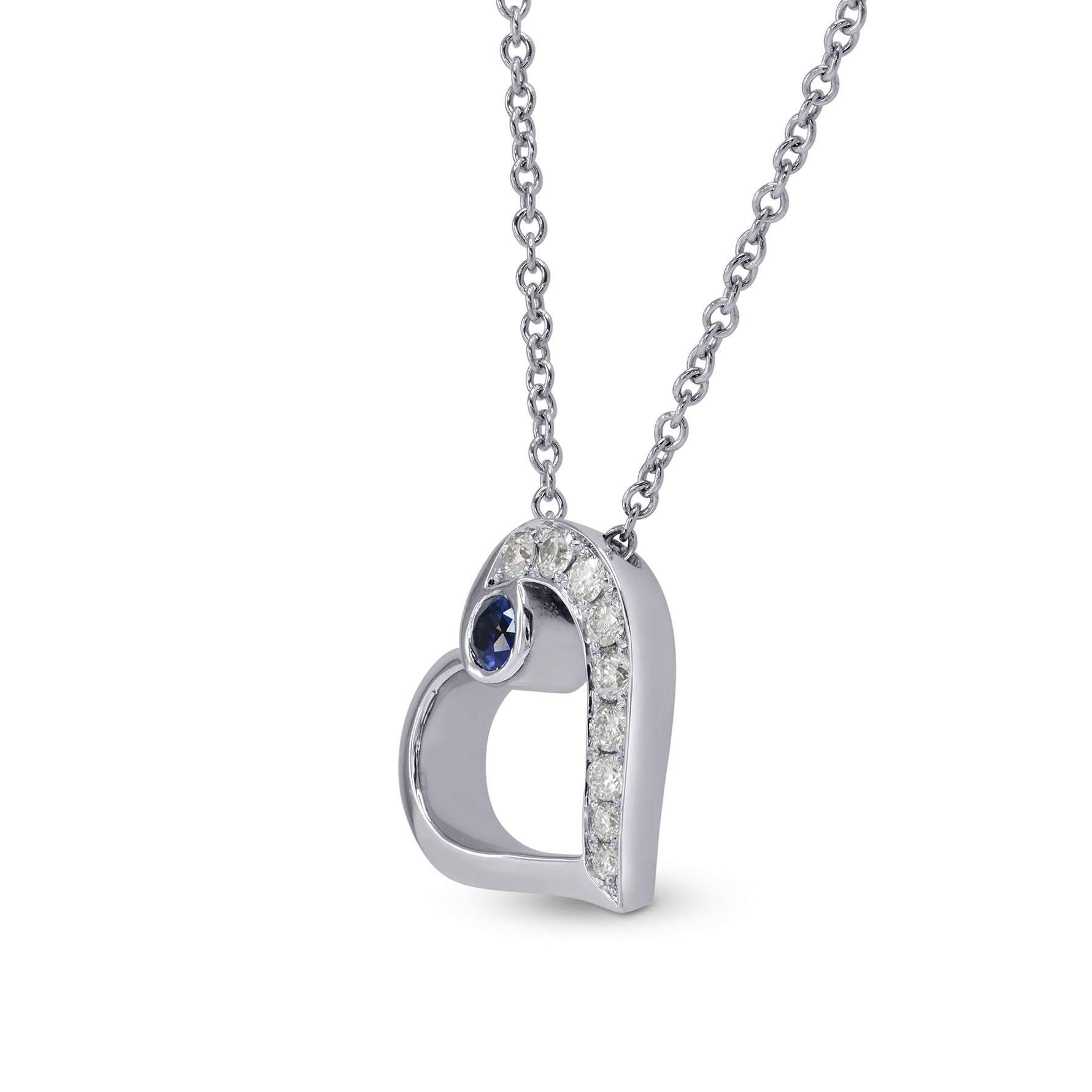 Sapphire & Diamond Heart Pendant