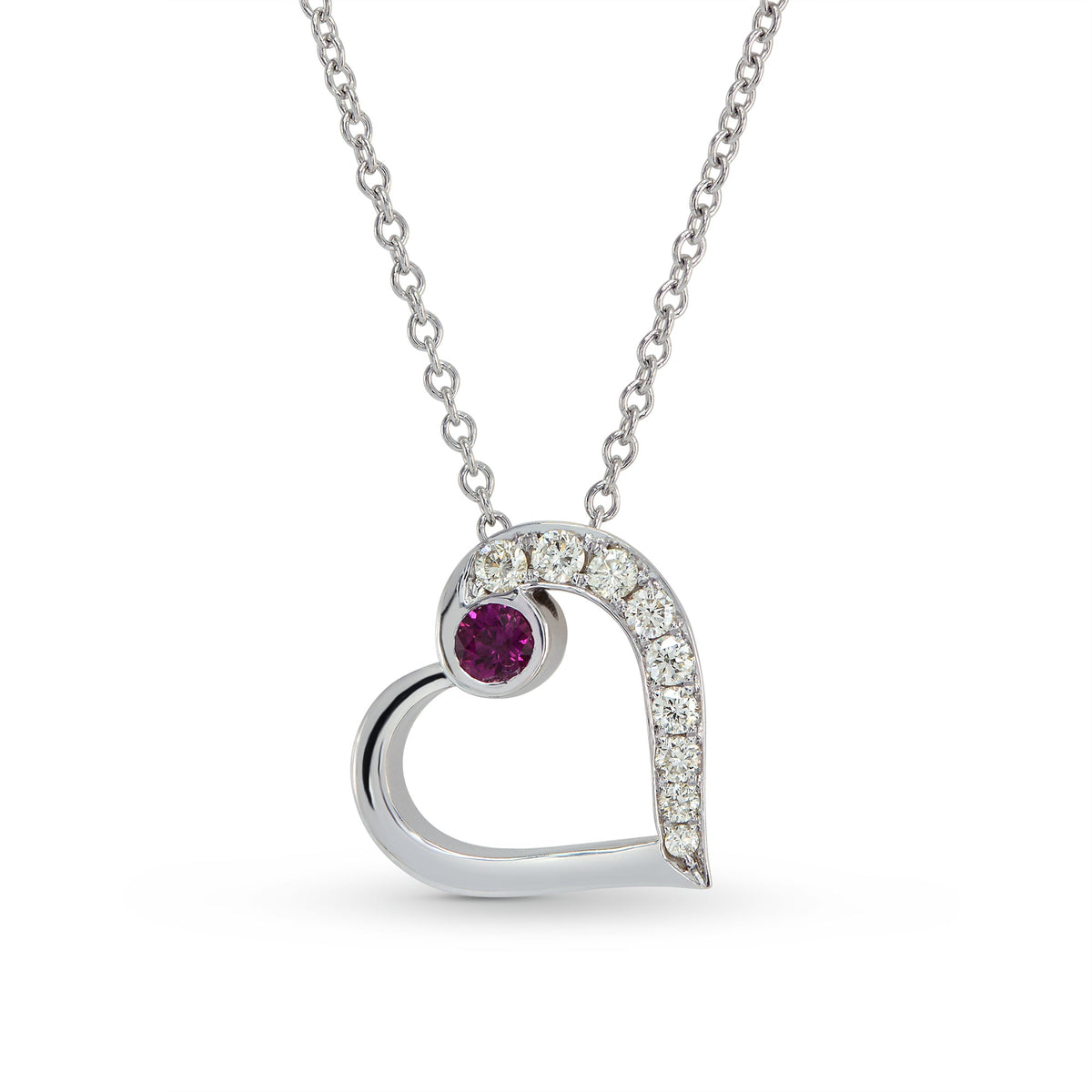 Ruby and Diamond Pave Heart Pendant