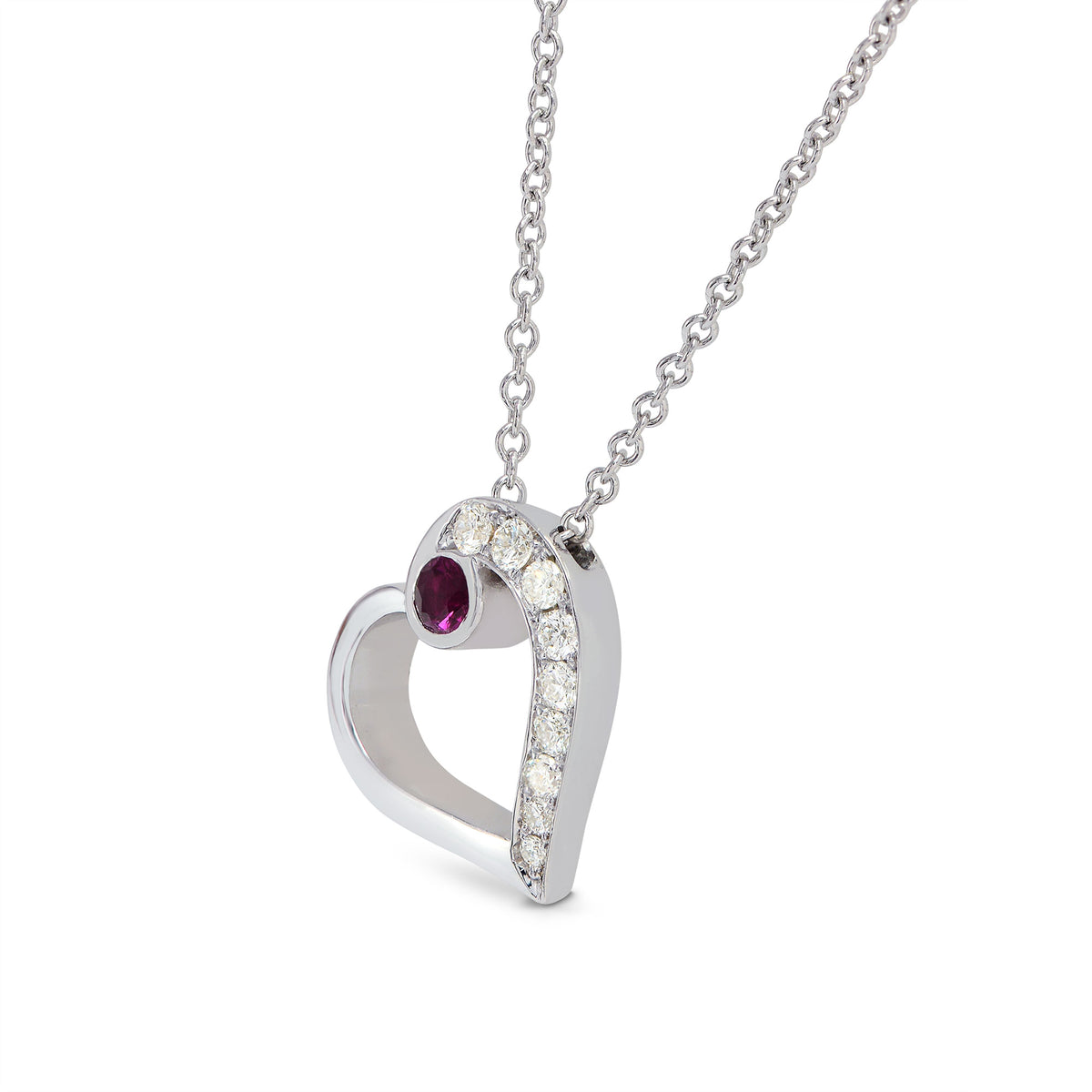 Ruby and Diamond Pave Heart Pendant