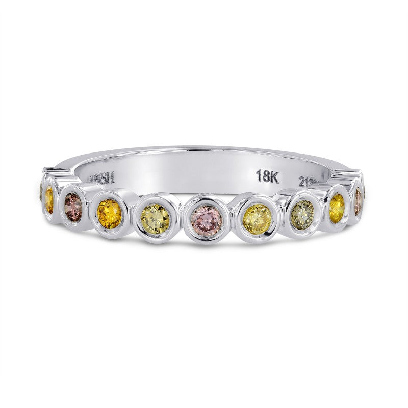 11 Stone Multicolored Diamond Stackable Bezel Band Ring
