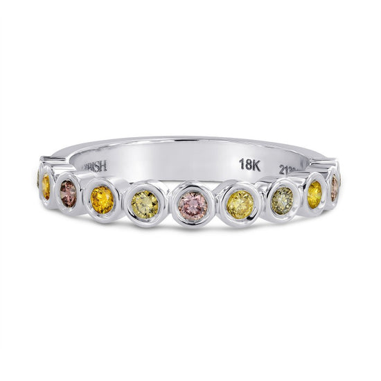 11 Stone Multicolored Diamond Stackable Bezel Band Ring