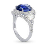 Platinum 6.66 Carat Oval Sapphire & Diamond Ring