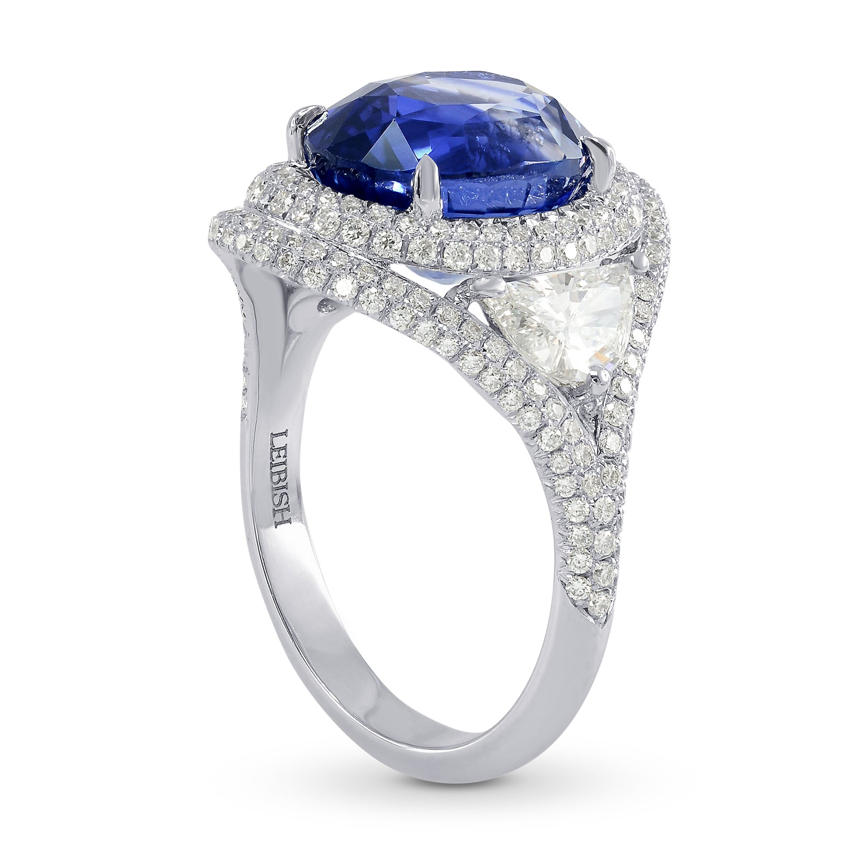 Platinum 6.66 Carat Oval Sapphire & Diamond Ring