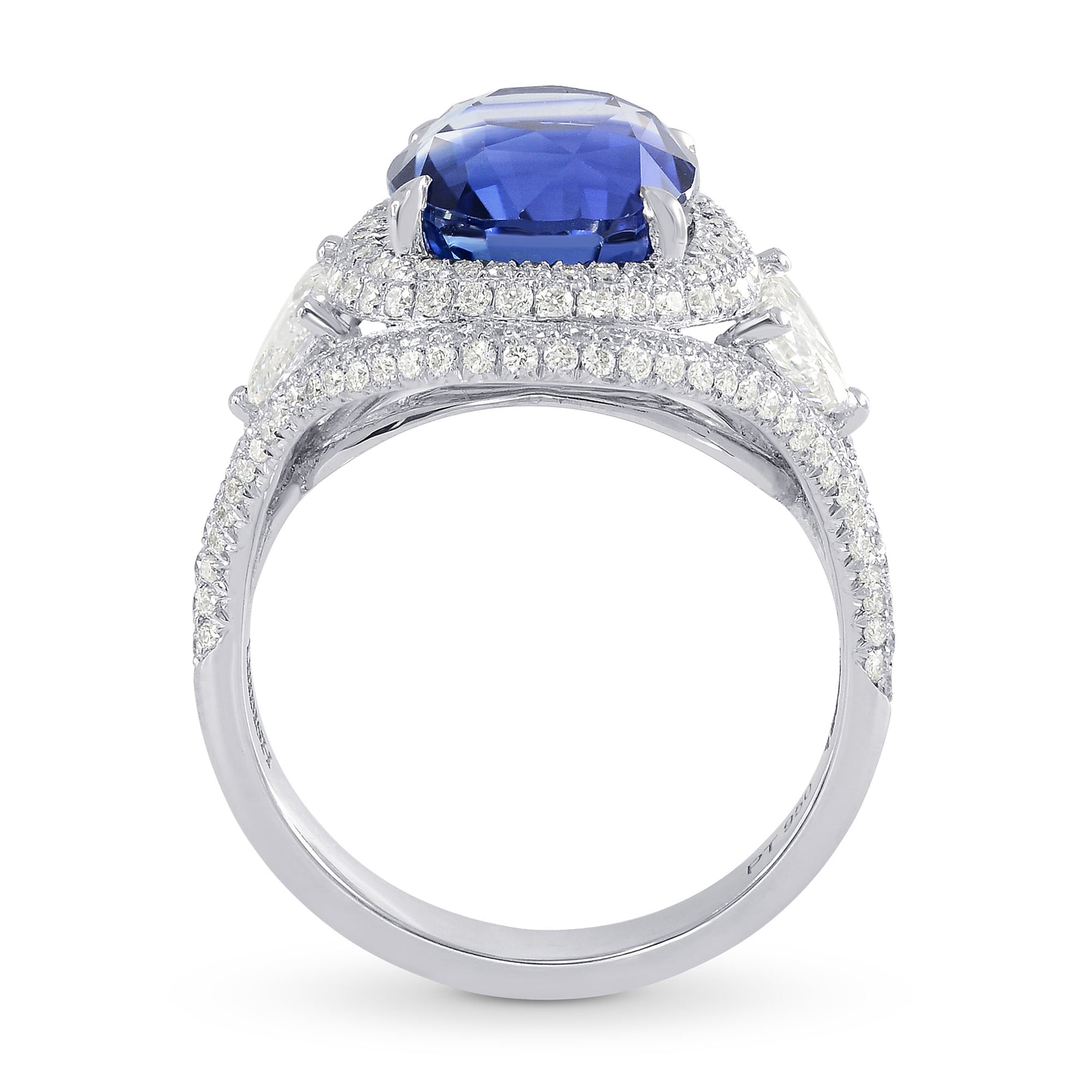 Platinum 6.66 Carat Oval Sapphire & Diamond Ring
