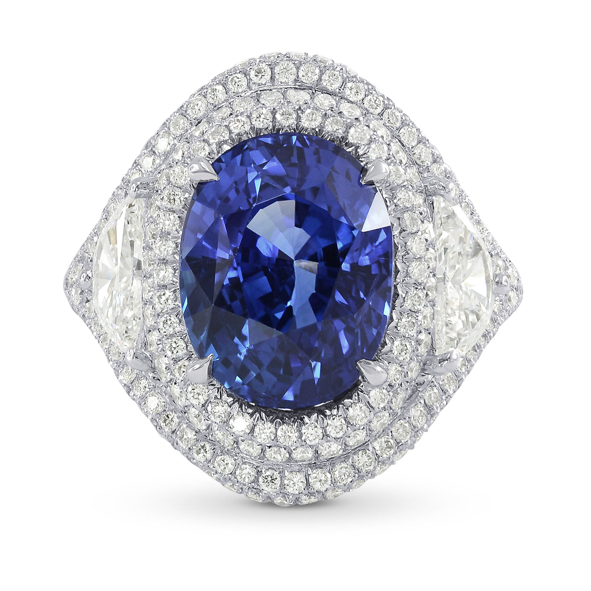Platinum 6.66 Carat Oval Sapphire & Diamond Ring