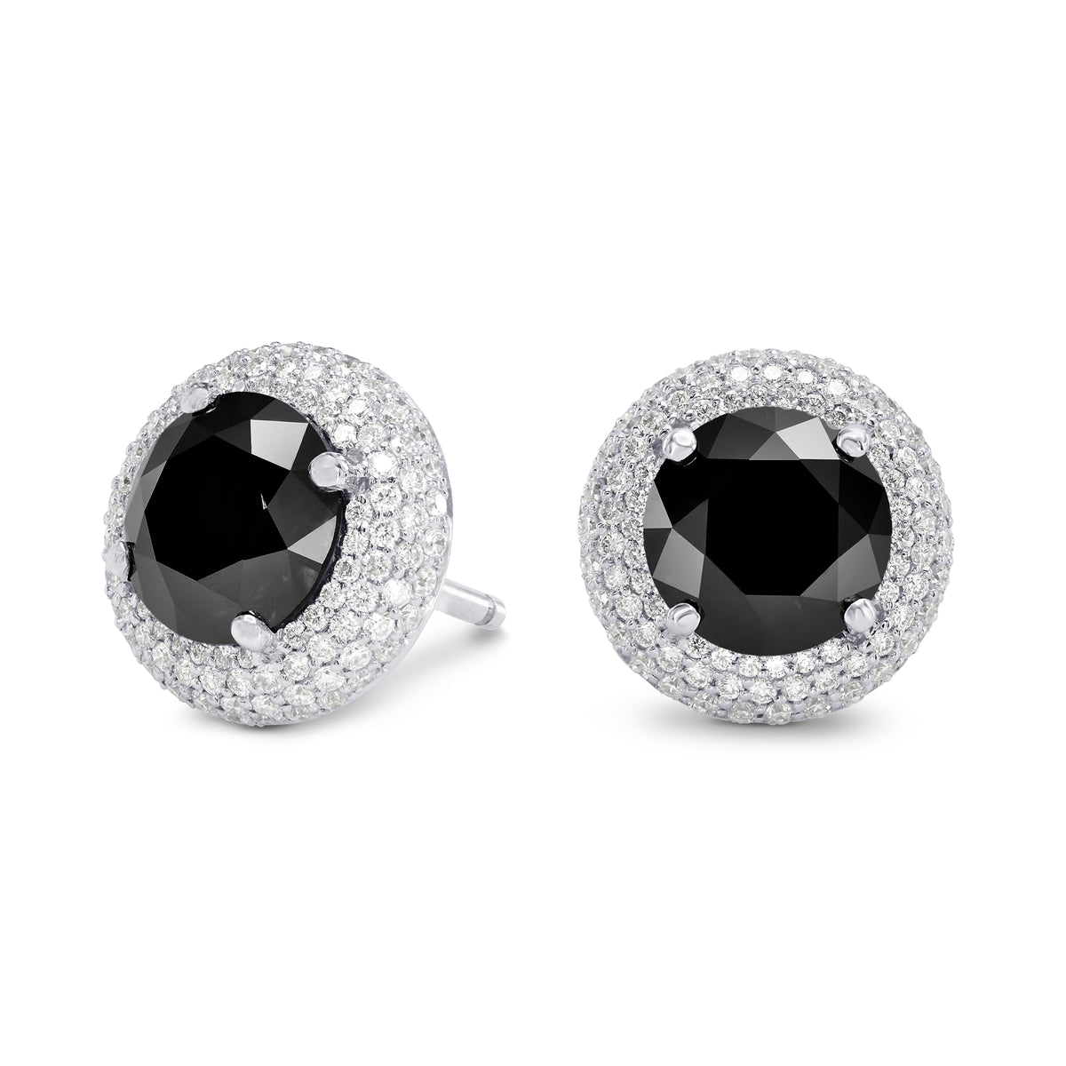 Natural Unheated Round Fancy Black Diamond Earrings