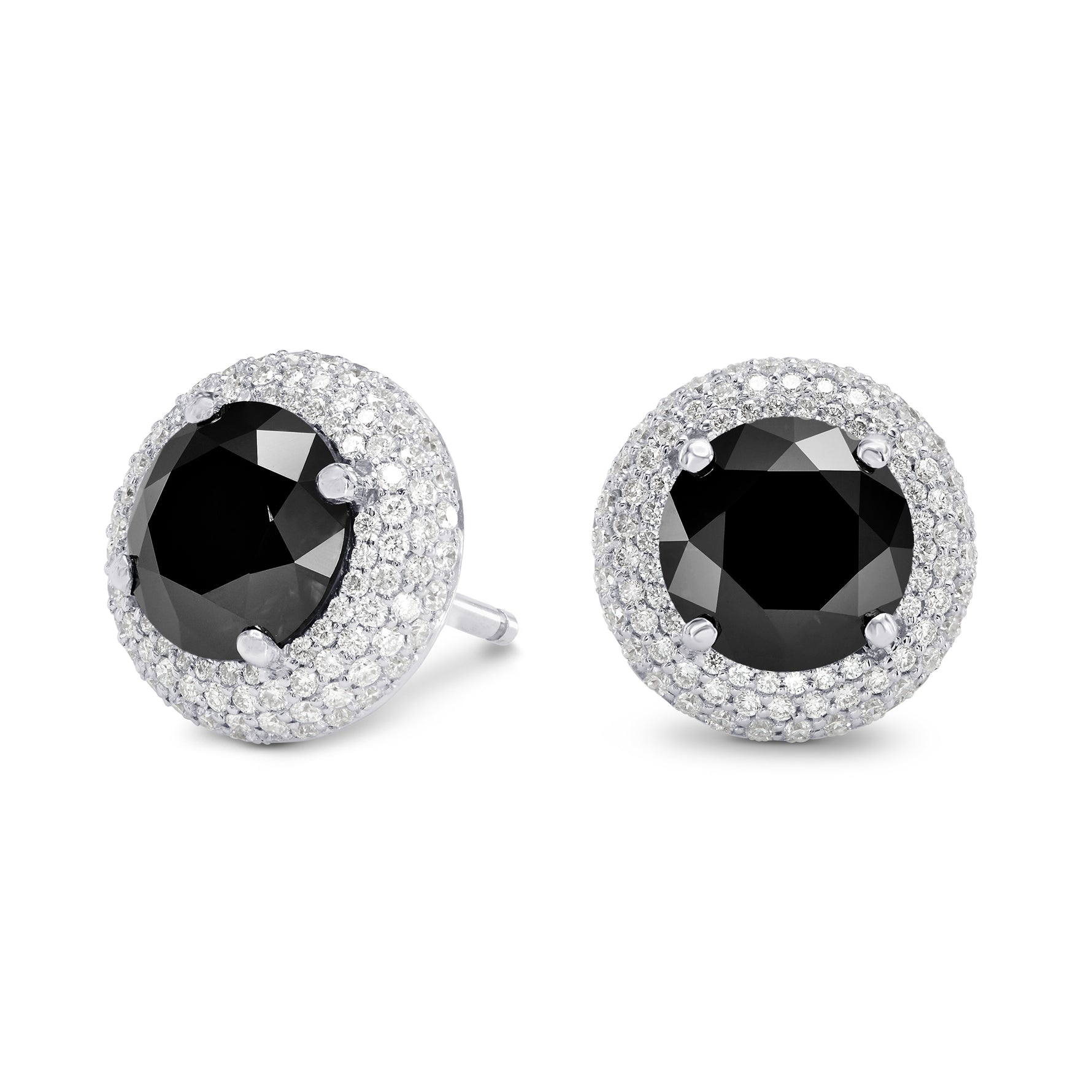 Natural Unheated Round Fancy Black Diamond Earrings