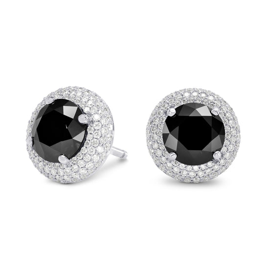 Natural Unheated Round Fancy Black Diamond Earrings